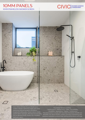 PANELS: 10MM FRAMELESS SHOWER SCREENS